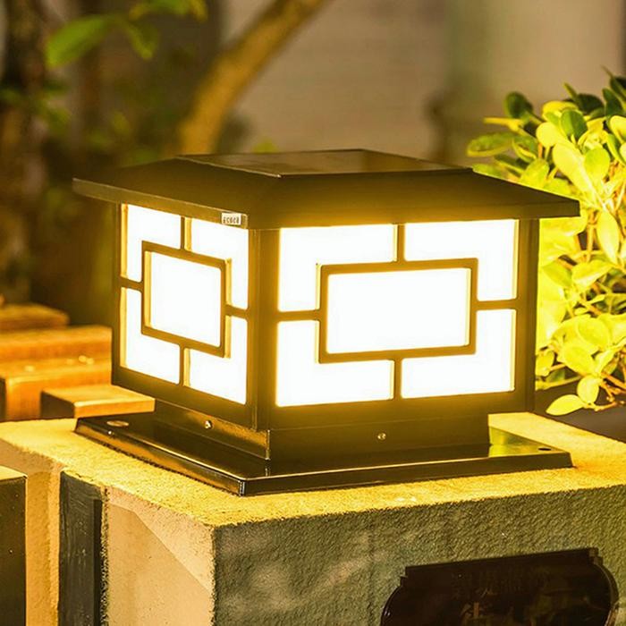 Ready Stock Lampu Pilar Pagar Dekorasi Taman Bingkai Lampu Pagar 4 Warna Lampu Tiang Tenaga Surya