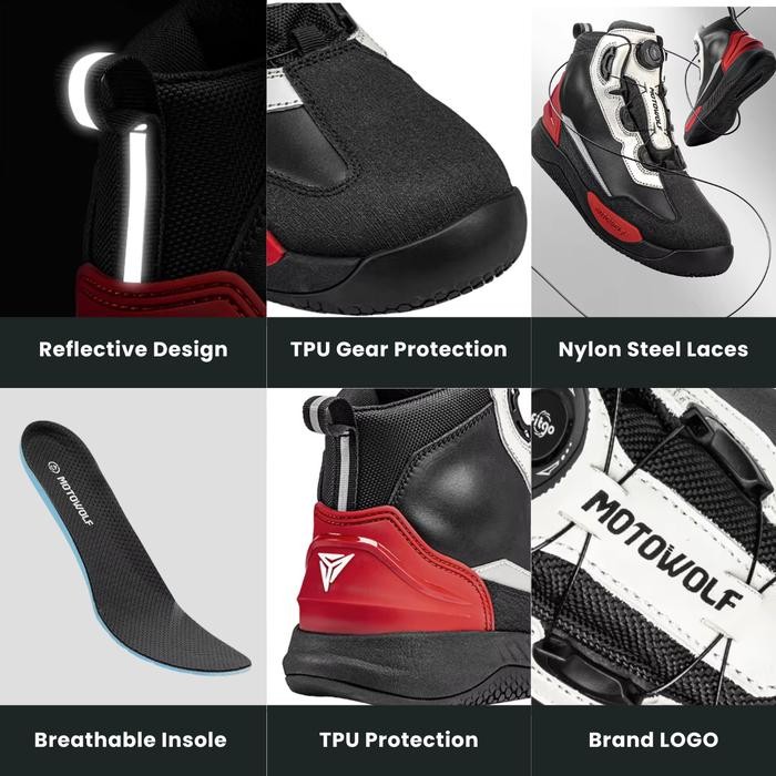 habibi Motowolf Sepatu Touring Motor Waterproof Sepatu Adventure Boots Premium