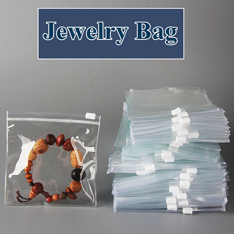 50~100PCS Thick PVC White Clear Ziplock Packaging Bag Resealable Anti-oxidation Jade Jewelry Earring