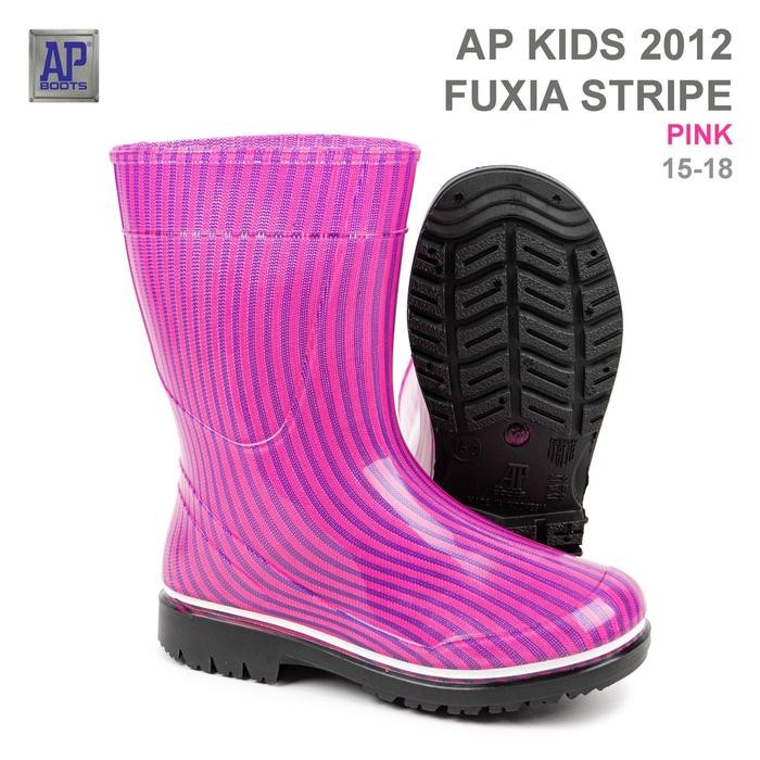 AP Boots AP KIDS 2012 FUXIA STRIPE - Sepatu Boot PVC Anak Kaki Motif Fashion