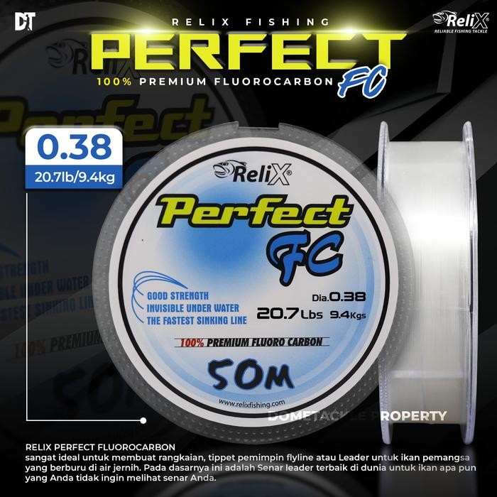 Senar Leader I RELIX - Perfect FC Premium Fluorocarbon 50 Meter I Relix Nusantara I Senar Pancing