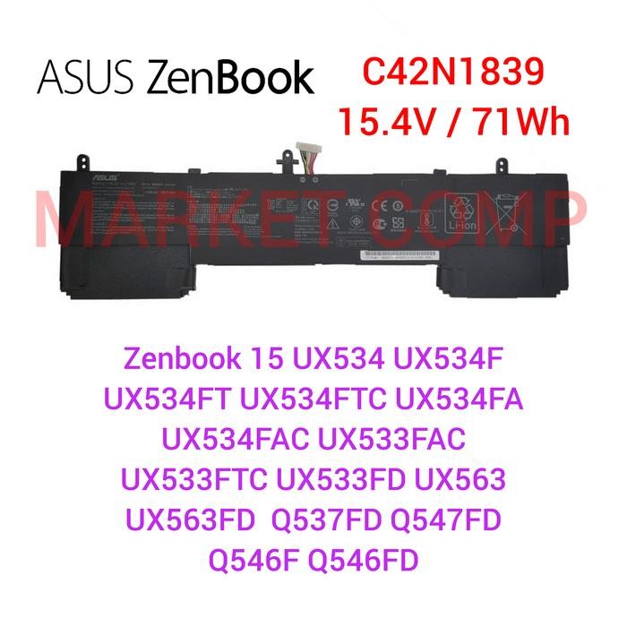 C42N1839 ORIGINAL 4ICP5/41/75-2 0B200-03470000 ATTERY LAPTOP BATERAI ASUS ASUS ZENBOOK FLIP 15 UX563