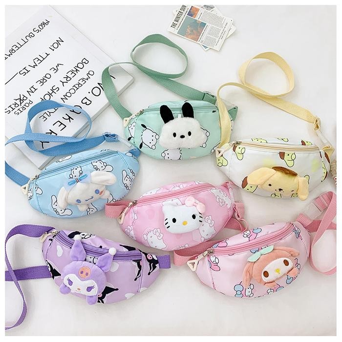 ORIGINAL Tas Anak Tk Waistbag / tas pinggang sanrio cartoon kuromi melody pocha READY STOCK