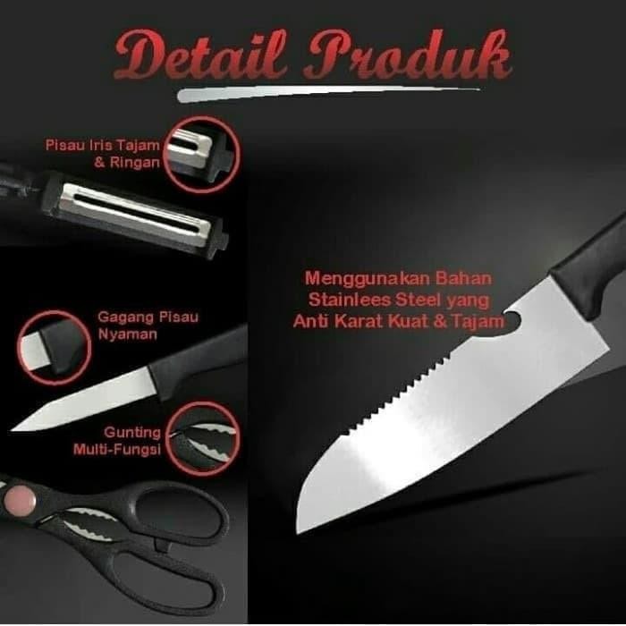 TerBaikBulanini- Pisau Dapur Set 4In1 Pisau Buah Gunting Dapur Peeler Set 4 In 1
