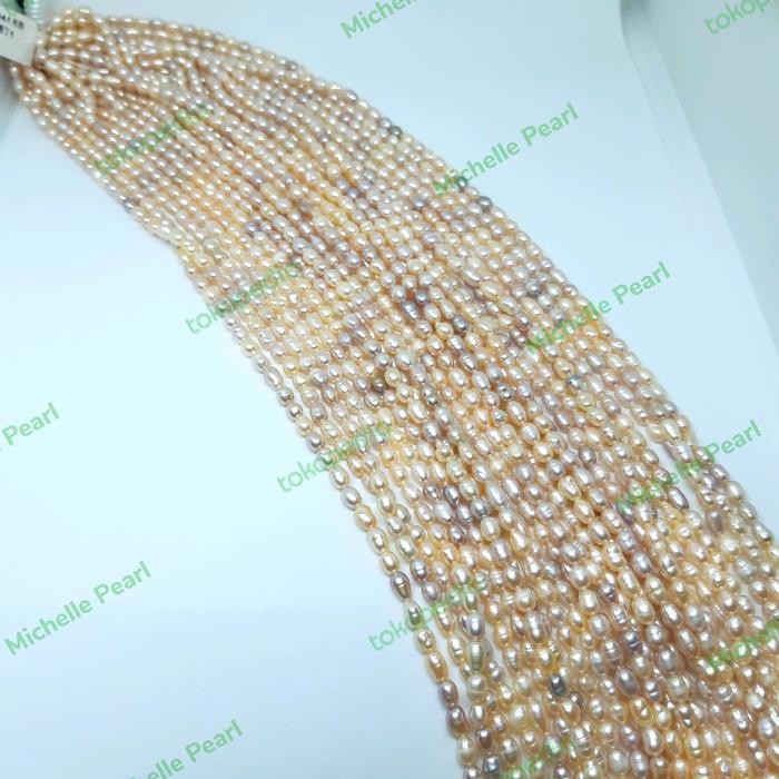 SALE Mutiara Air Tawar Oval 3-4mm (Lavender) (40)