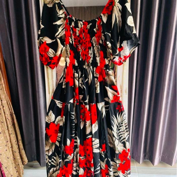 KirimCpT- Longdress Sabrina Lengan Pendek Ld 160 Jumbo Bahan Rayon Karet Dada Depan Belakang -