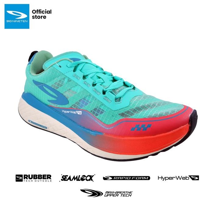 910 Nineteen Shoes Ultra Ekiden Hijau-Aurora/Merah/Hijau-Tosca Running Sepatu Outdoor Outdoor
