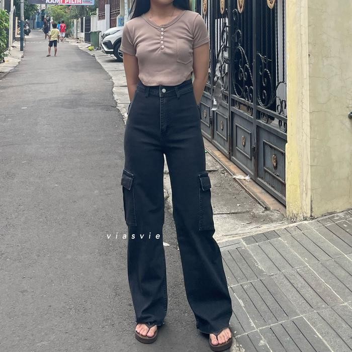 9qli- Viasvie - Robin Cargo Stretchy Jeans