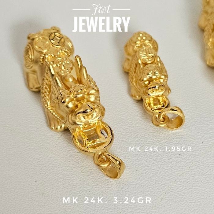 LIONTIN EMAS 24K PIXIU LONG GUI NAGA KURA KURA DRAGON TURTLE LONGGUI