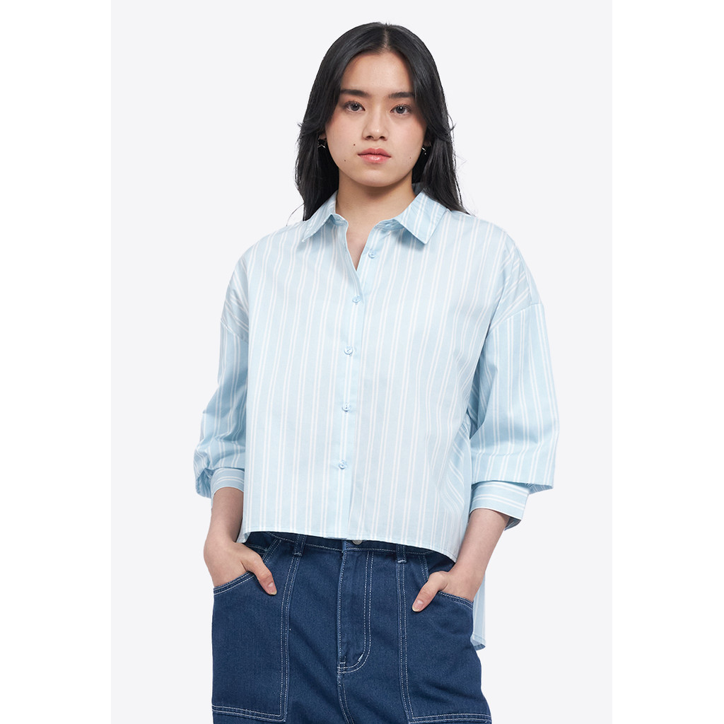 COLORBOX Balloon Sleeves Stripes Blouse Multicolor