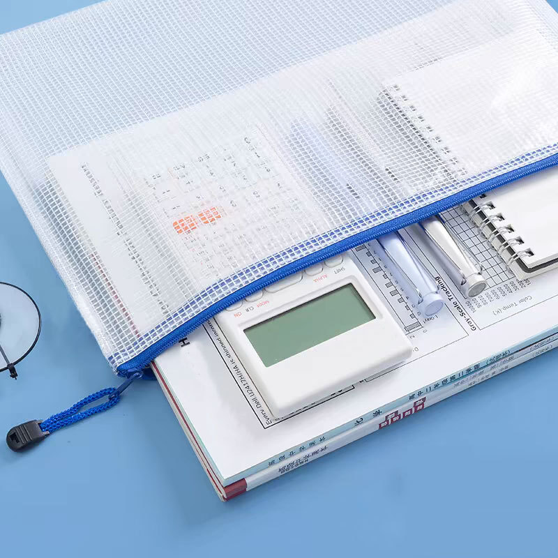 5PCS Stationery Storage Folder File Mesh Zipper Pouch A3 A4 A5 A6 B4 B5 Document Bag Zip File Folder