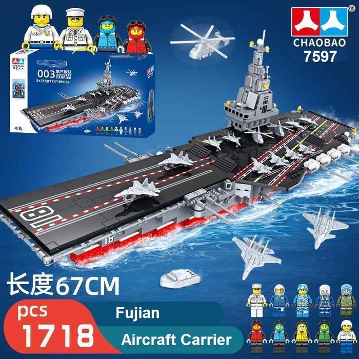 Brick Building Block Chaobao 7597 Fujian Aircraft Carrier Ship Kapal Induk Warship