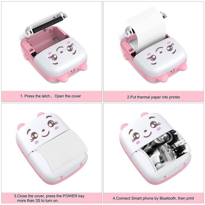 CODPortable Mini Thermal Printer Bluetooth Printer Tanpa Tinta Termal Printer Label Receipt Barcode