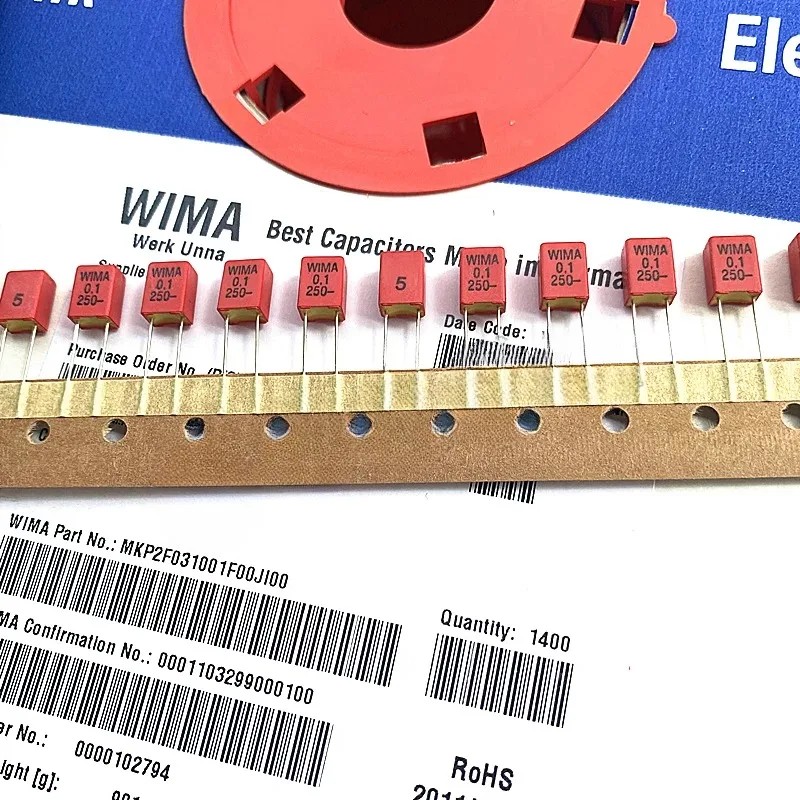 5PCS/50PCS Germany WIMA 104 250V 0.1UF 250V 100nF 104J 5% MKP2 Pitch=5mm Film Capacitor