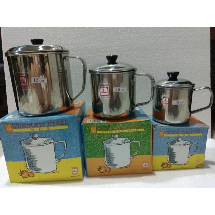 Maspion Mug Stainless Steel + Tutup 12Cm / Gelas Stainless 12Cm