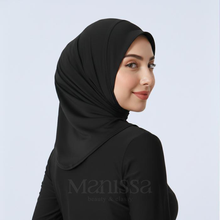 Hijab Sport Pendek Kerudung Bergo Sporty Lari Padel Renang Hijab Instan Adem & Lentur - Hitam