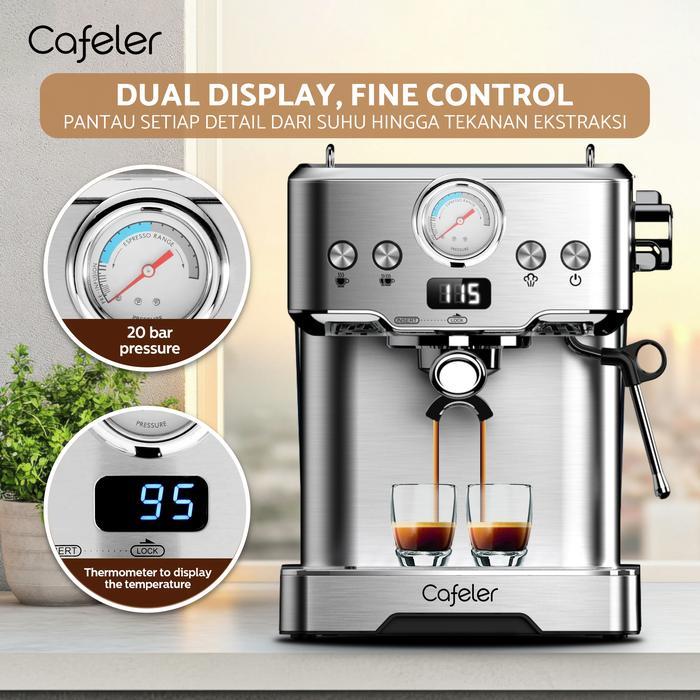CAFELER MESIN KOPI ESPRESSO STAINLESS STEEL COFFEE MAKER FAST HEATING SISTEM