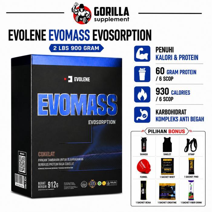 EVOLENE Evomass Evo Mass EVOSORPTION 2lbs 2lb 912 Gram Evolene 1kg 1 kilo
