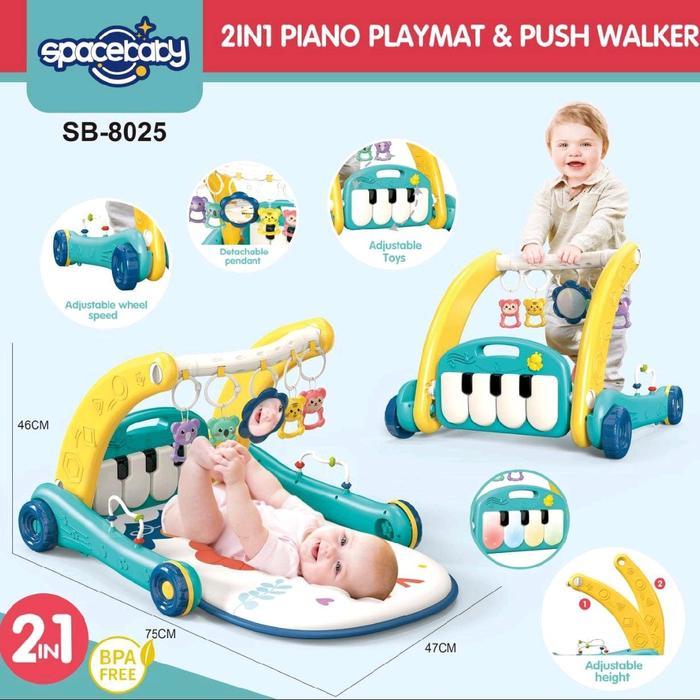 SPACEBABY 2 IN 1 PIANO RACK & WALKER PIANO PLAYGYM BABY GYM MATRAS MAINAN PIANO *SPACEBABY PIANO
