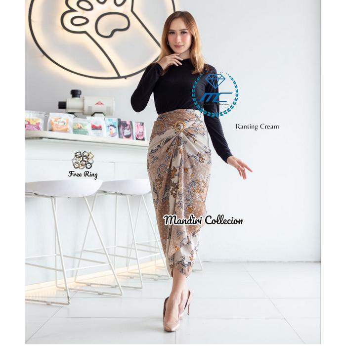 Best Seller Rok Lilit Motif Batik Mojang Dusty Bawahan Wanita Kebaya Wisuda Kondangan Bahan Kain