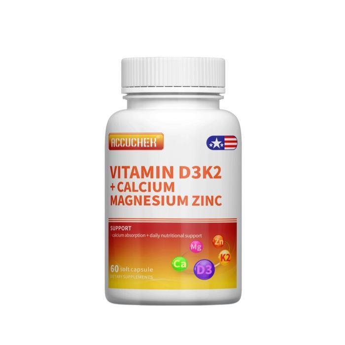 D3 K2 + Calcium Magnesium Zinc, Menjaga Nutrisi Tulang, 60 softgel