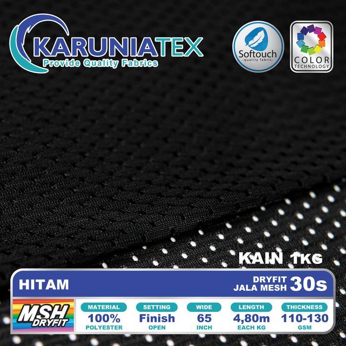 Kain Dryfit Jala Mesh Hitam Karunia Textile