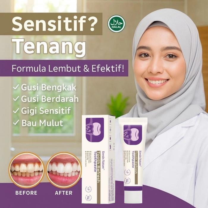 Tooth Refresh Toothpaste 100g Pasta Gigi Sensitif Pembersih Gigi Yang Lembut, Menghilangkan Kotoran