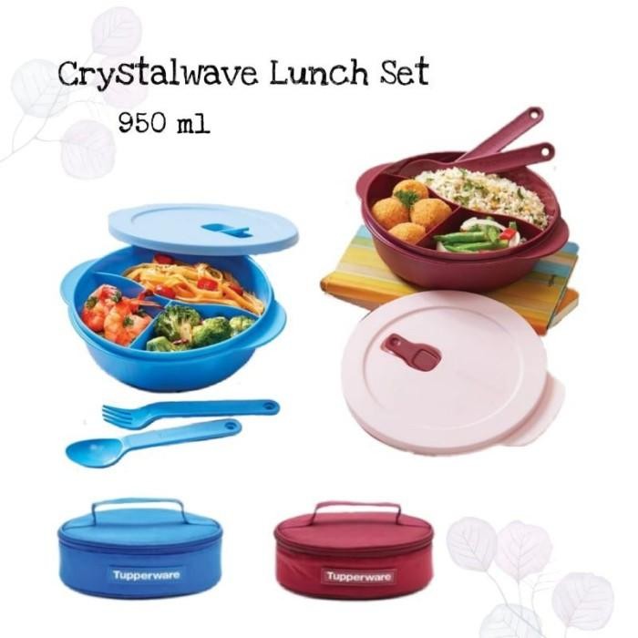 Tupperware crystalwave lunch box set tempat bekal makan free tas