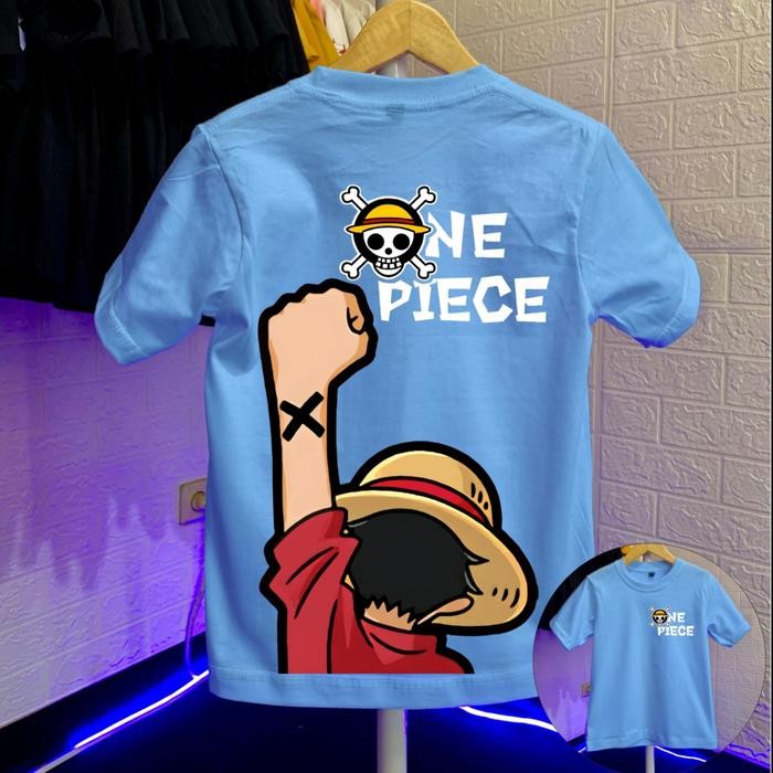 Kaos Anak Laki Laki Anime One Piece Luffy-X 1-11 Tahun Cotton Combed 30s Baju Kaos