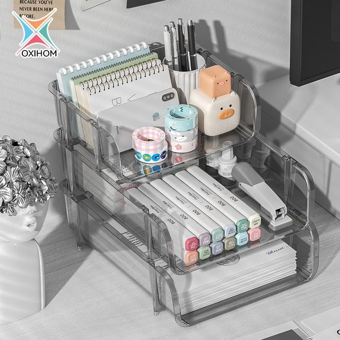 

Oxihom Rak Dokumen Rak Kertas Stationary Rak Susun Rak Meja Stackable Acrylic Plastik Desk