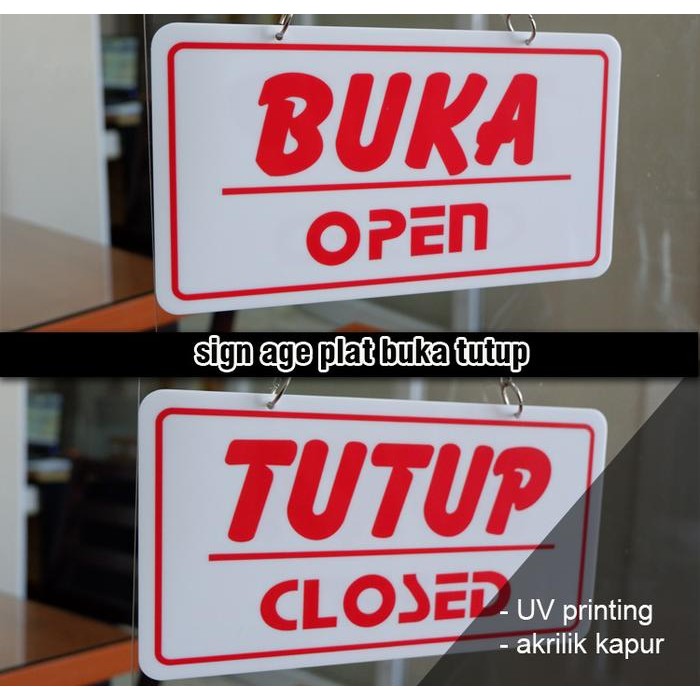 

SIGN NAMEPLATE OPEN CLOSE GANTUNG MERAH 22X12CM