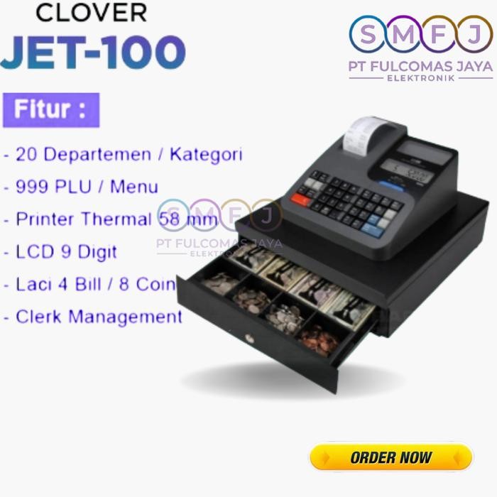 

MESIN KASIR CASH REGISTER CLOVER JET-100 PENGGANTI CASIO GARANSI RESMI