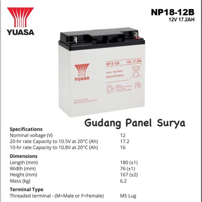 Battery Aki Accu Kering UPS YUASA 12V 17,2AH yuasa NP18-12B12v 17.2ah