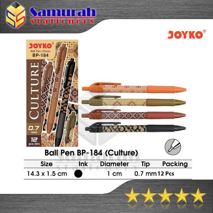 

New Pulpen Joyko Culture Batik BP 184 / Ball Pen BP-184 Hitam Batik 0.7 mm / Ballpen Cetek