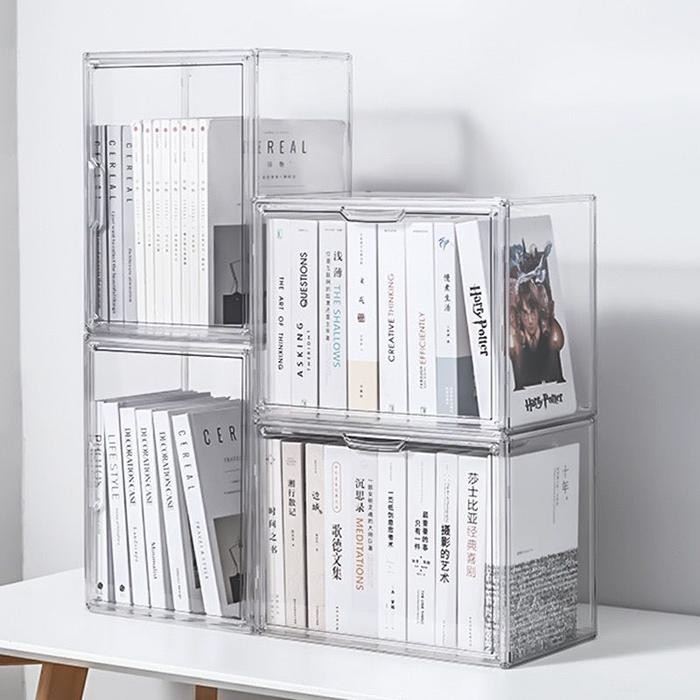 Books Meja Container Box Organiser Acrylic Transparent