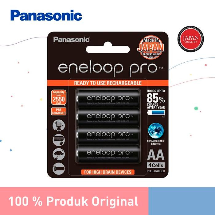 Panasonic Eneloop Pro Baterai Rechargeable AA 4pc Battery Eneloop Pro AA 2550mAh
