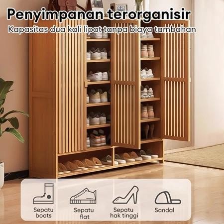 SIAPKIRIM Rak Sepatu Aesthetic / Lemari Sepatu Susun Tertutup / Rak Sepatu Bahan Kayu READY STOCK