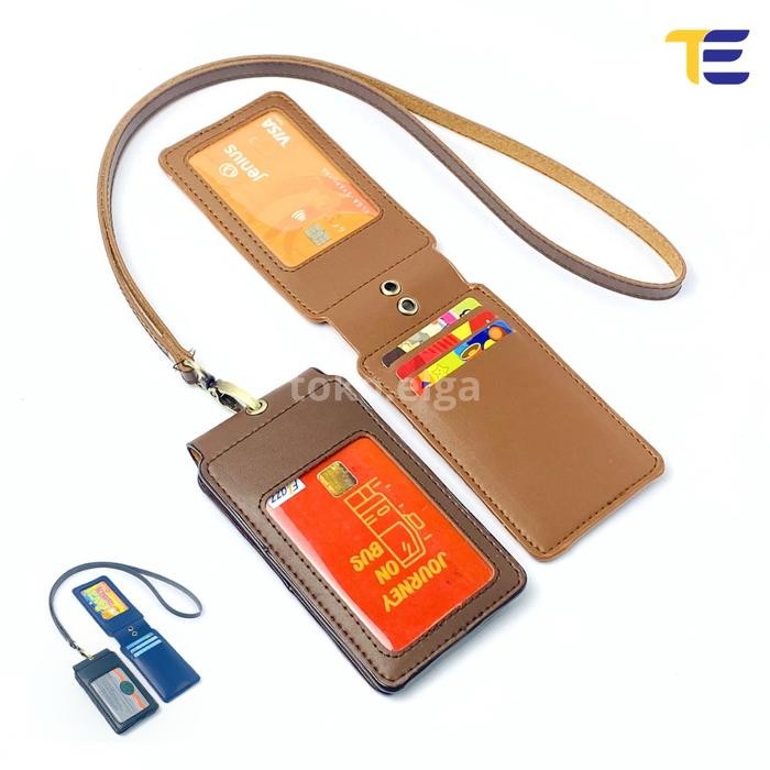 New Id Card Holder Kulit Magnet Lanyard Card Kulit Single Mika Magnet