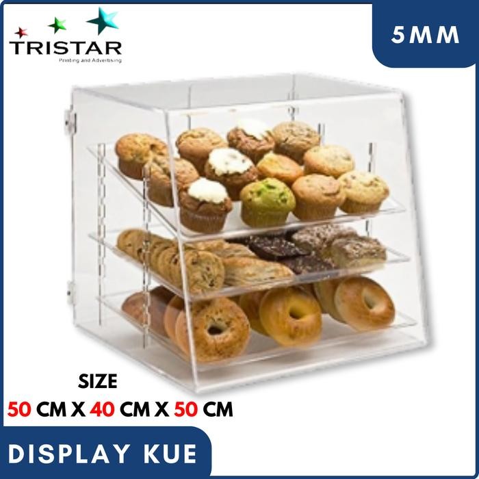 Akrilik display/etalase/rak/ kue/Roti tebal 5mm
