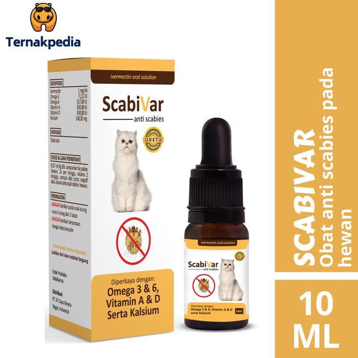 Ready SCABIVAR Obat Scabies Kucing Kelinci Penyakit Kulit Kudis Hewan Oral - Obat Scabies Kucing