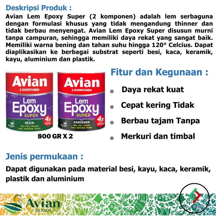 LEM EPOXY AVIAN 2 KOMPONEN HARDENER+RESIN 1.6KG