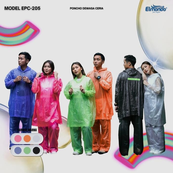 Jas Hujan Ponco Lengan Celana Karet Elmondo Ceria Ponco Setelan Elmondo 205