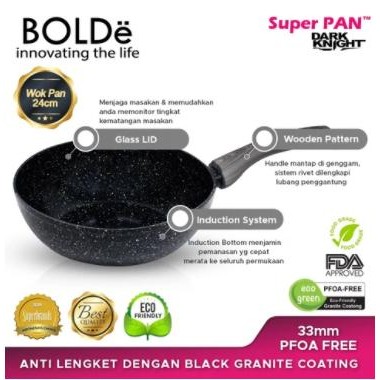 Terbaik Wok 24Cm Black Bolde / Wok Pan Granit Bolde 100% Ori
