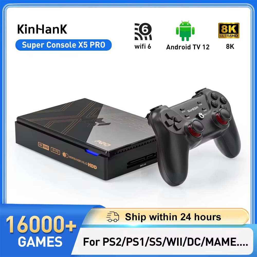 Kinhank Super Console X5 PRO Retro Video Game Consoles Plug and Play 4T with 16000 Games for