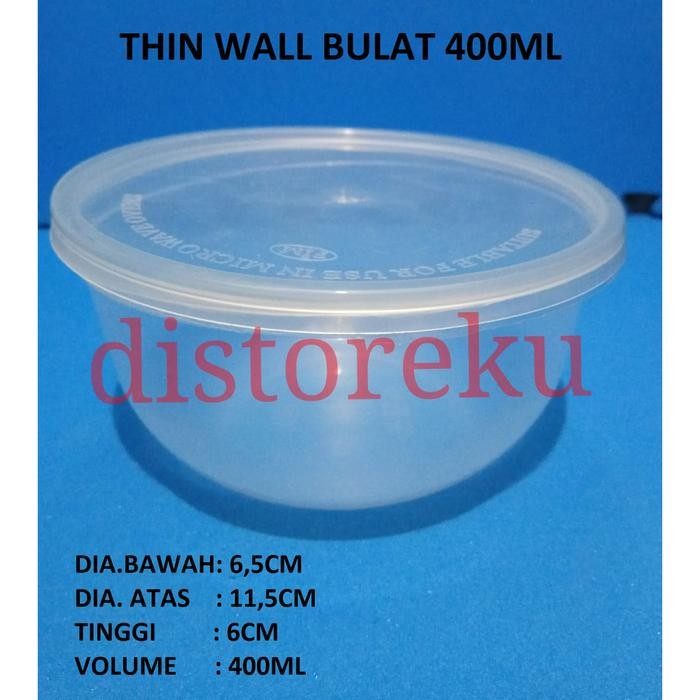 DJJ thinwall mangkok plastik tahan panas + tutup 400ml