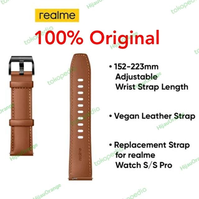 Realme Watch 2 Pro S ORIGINAL Strap Vegan Leather 22mm Tali Kulit Jam