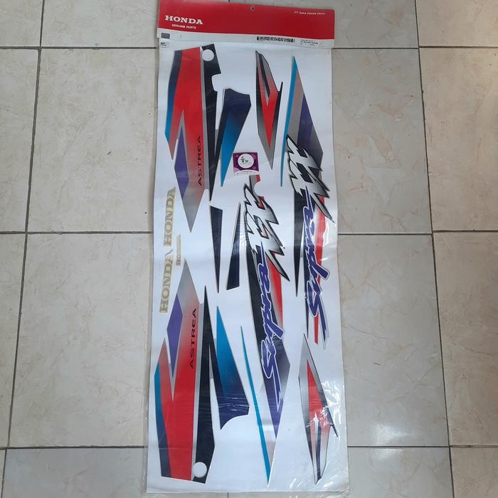 Stiker Striping Polet Supra XX Kopling Ungu Silver Original AHM