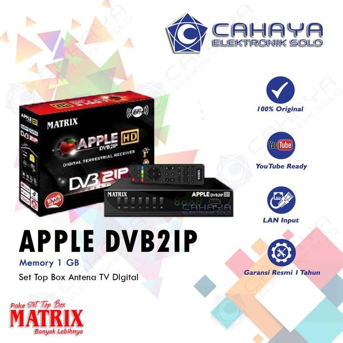 Set Top Box Matrix Apple Dvbt2 Burger Merah Hijau Dvb2Ip Stb Antena Digital Aso Uhf Apel Rca Hdmi Hd