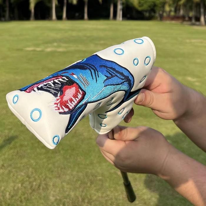 White Shark Putter Blade Golf Head Cover Golf Penutup Sarung Stick Golf Club
