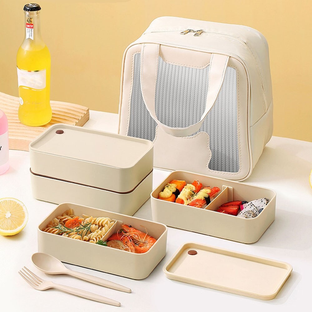 Portable Lunch Box Microwave Safe Plastic Bento Box With Compartments & Sauce Lunch Box Stackable Sa
